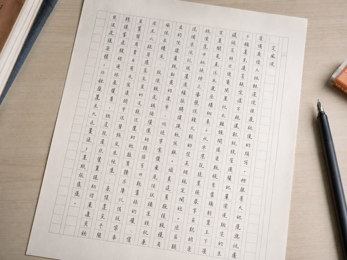由上至下直向書寫的中文作文紙